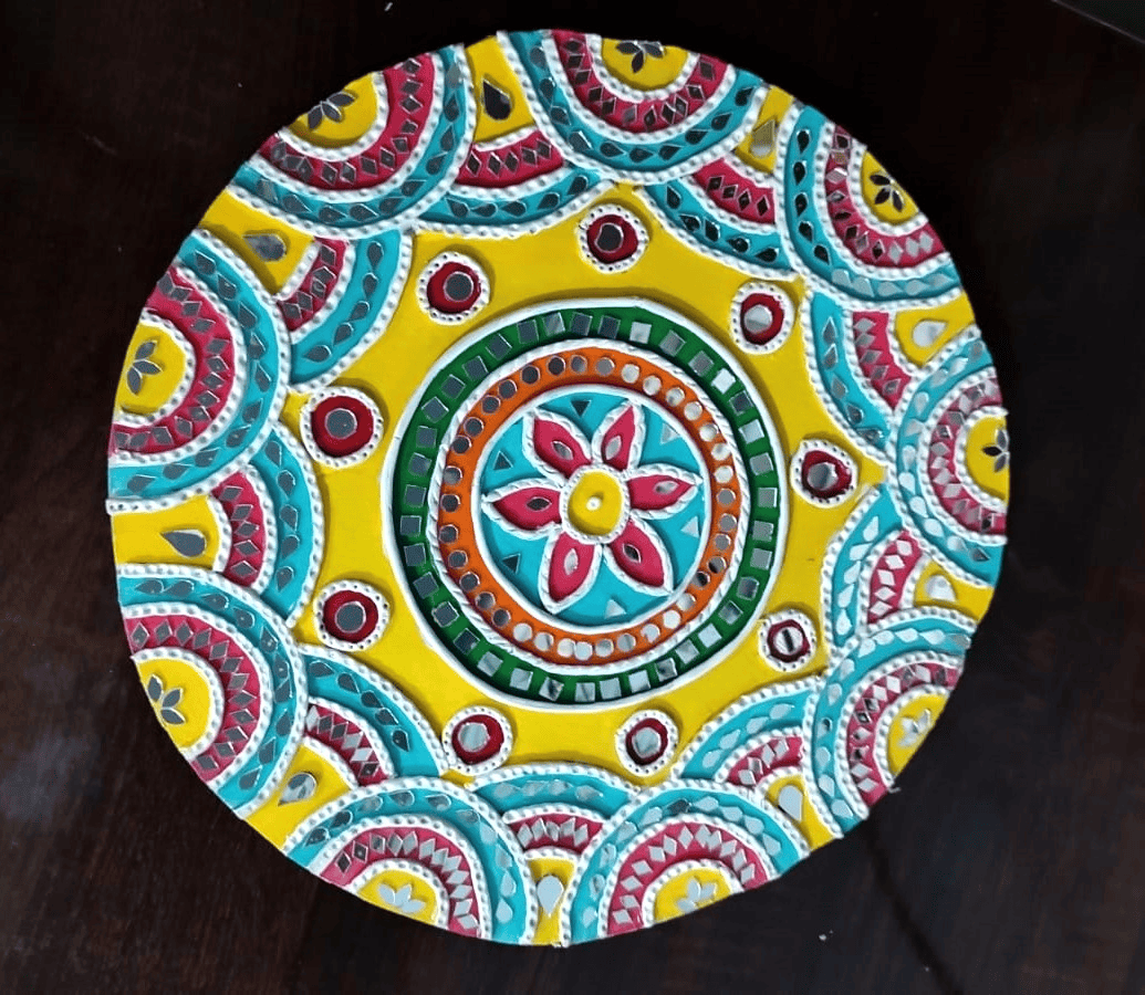 Handcrafted Mandala Art Decorative Wall Plate for Home Decor